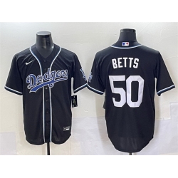 Men Los Angeles Dodgers 50 Mookie Betts Black Fashion Stitched Baseball Jersey