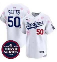 Men Los Angeles Dodgers 50 Mookie Betts White 2025 Tokyo Series Limited Stitched Baseball Jersey Men Los Angeles Dodgers 50 Mookie Betts White 2025 Tokyo Series Limited Stitched Baseball Jersey