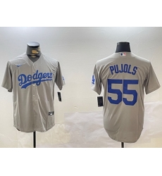 Men Los Angeles Dodgers 55 Albert Pujols Grey Cool Base Stitched Baseball Jersey Men Los Angeles Dodgers 55 Albert Pujols Grey Cool Base Stitched Baseball Jersey