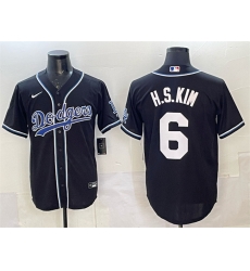 Men Los Angeles Dodgers 6 H S Kim Black Cool Base Stitched Baseball Jersey