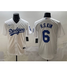 Men Los Angeles Dodgers 6 H S Kim White Cool Base Stitched Baseball Jersey Men Los Angeles Dodgers 6 H S Kim White Cool Base Stitched Baseball Jersey