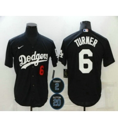 Men Los Angeles Dodgers 6 Trea Turner Black 2 20 Patch Stitched Number MLB Cool Base Nike Jersey Men Los Angeles Dodgers 6 Trea Turner Black 2 20 Patch Stitched Number MLB Cool Base Nike Jersey