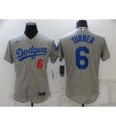 Men Los Angeles Dodgers 6 Trea Turner Grey Flex Base Stitched Jersey Men Los Angeles Dodgers 6 Trea Turner Grey Flex Base Stitched Jersey
