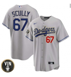 Men Los Angeles Dodgers 67 Vin Scully 2022 Grey Vin Scully Patch Cool Base Stitched Baseball Jersey Men Los Angeles Dodgers 67 Vin Scully 2022 Grey Vin Scully Patch Cool Base Stitched Baseball Jersey
