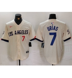Men Los Angeles Dodgers 7 Julio Urias Cream Stitched Baseball Jersey 5 Men Los Angeles Dodgers 7 Julio Urias Cream Stitched Baseball Jersey 5