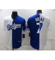 Men Los Angeles Dodgers 7 Julio Urias White Blue Split Cool Base Stitched Baseball Jerse Men Los Angeles Dodgers 7 Julio Urias White Blue Split Cool Base Stitched Baseball Jerse