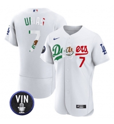 Men Los Angeles Dodgers 7 Julio Urias White Mexico Special Vin Scully Patch Flex Base Stitched Baseball Jersey Men Los Angeles Dodgers 7 Julio Urias White Mexico Special Vin Scully Patch Flex Base Stitched Baseball Jersey