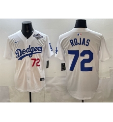 Men Los Angeles Dodgers 72 Miguel Rojas White 2025 World Series Patch Limited Stitched Baseball Jersey