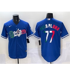 Men Los Angeles Dodgers 77 Peso Pluma Blue Mexico Stitched Jersey Men Los Angeles Dodgers 77 Peso Pluma Blue Mexico Stitched Jersey