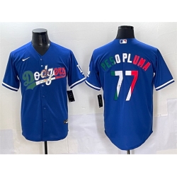 Men Los Angeles Dodgers 77 Peso Pluma Blue Mexico Stitched Jersey