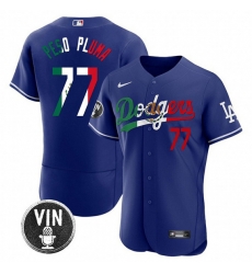 Men Los Angeles Dodgers 77 Pezo Pluma Royal Mexico Special Vin Scully Patch Flex Base Stitched Baseball Jersey Men Los Angeles Dodgers 77 Pezo Pluma Royal Mexico Special Vin Scully Patch Flex Base Stitched Baseball Jersey
