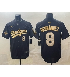 Men Los Angeles Dodgers 8 Enrique Hernandez Black Gold 2025 World Series Champions Patch Limited Stitched Baseball Jersey Men Los Angeles Dodgers 8 Enrique Hernandez Black Gold 2025 World Series Champions Patch Limited Stitched Baseball Jersey