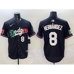 Men Los Angeles Dodgers 8 Enrique Hernandez Black Mexico Flag Limited Stitched Baseball Jersey