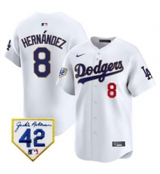 Men Los Angeles Dodgers 8 Enrique Hernandez White 2024 Jackie Robinson Patch Stitched Jersey Men Los Angeles Dodgers 8 Enrique Hernandez White 2024 Jackie Robinson Patch Stitched Jersey