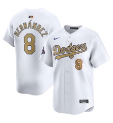 Men Los Angeles Dodgers 8 Enrique Hernandez White 2025 Gold Collection Limited Stitched Baseball Jersey Men Los Angeles Dodgers 8 Enrique Hernandez White 2025 Gold Collection Limited Stitched Baseball Jersey
