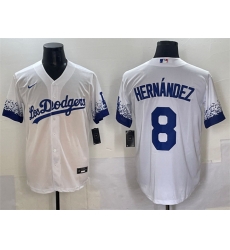 Men Los Angeles Dodgers 8 Enrique Hernandez White City Connect Cool Base Stitched Jersey
