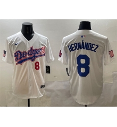 Men Los Angeles Dodgers 8 Enrique Hernandez White With American Flag Patch Limited Stitched Baseball Jersey Men Los Angeles Dodgers 8 Enrique Hernandez White With American Flag Patch Limited Stitched Baseball Jersey