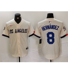 Men Los Angeles Dodgers 8 Kike Hernandez Cream Stitched Baseball Jersey Men Los Angeles Dodgers 8 Kike Hernandez Cream Stitched Baseball Jersey