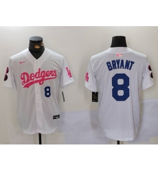 Men Los Angeles Dodgers 8 Kobe Bryant White Pink Vin 26 Kobe Patch Stitched Baseball Jersey 5 Men Los Angeles Dodgers 8 Kobe Bryant White Pink Vin 26 Kobe Patch Stitched Baseball Jersey 5