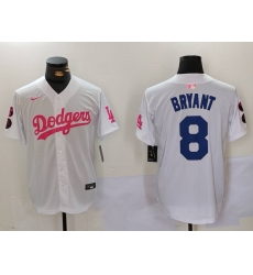 Men Los Angeles Dodgers 8 Kobe Bryant White Pink Vin 26 Kobe Patch Stitched Baseball Jersey 9 Men Los Angeles Dodgers 8 Kobe Bryant White Pink Vin 26 Kobe Patch Stitched Baseball Jersey 9