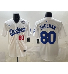 Men Los Angeles Dodgers 80 Emmet Sheehan White 2025 World Series Patch Limited Stitched Baseball Jersey Men Los Angeles Dodgers 80 Emmet Sheehan White 2025 World Series Patch Limited Stitched Baseball Jersey