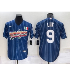 Men Los Angeles Dodgers 9 Gavin Lux Navy Mexico Rainbow Cool Base Stitched Baseball Jersey Men Los Angeles Dodgers 9 Gavin Lux Navy Mexico Rainbow Cool Base Stitched Baseball Jersey