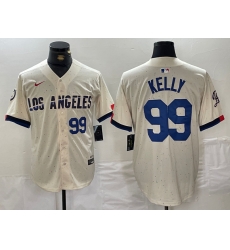Men Los Angeles Dodgers 99 Joe Kelly Cream Stitched Baseball Jersey 1 Men Los Angeles Dodgers 99 Joe Kelly Cream Stitched Baseball Jersey 1