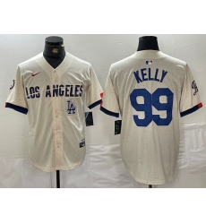 Men Los Angeles Dodgers 99 Joe Kelly Cream Stitched Baseball Jersey 7 Men Los Angeles Dodgers 99 Joe Kelly Cream Stitched Baseball Jersey 7