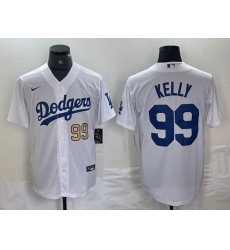 Men Los Angeles Dodgers 99 Joe Kelly White Cool Base Stitched Baseball Jersey 9 Men Los Angeles Dodgers 99 Joe Kelly White Cool Base Stitched Baseball Jersey 9