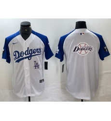 Men Los Angeles Dodgers Big Logo White Blue Vin Patch Cool Base Stitched Baseball Jersey 5 Men Los Angeles Dodgers Big Logo White Blue Vin Patch Cool Base Stitched Baseball Jersey 5