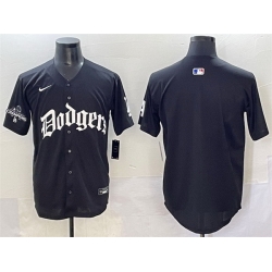 Men Los Angeles Dodgers Blank Black 2025 LA Gothic Style With 2024 World Series Champions Patch Vapor Premier Limited Stitched Baseball Jersey