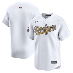 Men Los Angeles Dodgers Blank White 2025 Gold Collection Limited Stitched Baseball Jersey