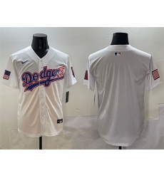 Men Los Angeles Dodgers Blank White With American Flag Patch Limited Stitched Baseball Jersey Men Los Angeles Dodgers Blank White With American Flag Patch Limited Stitched Baseball Jersey