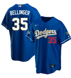 Men Los Angeles Dodgers Cody Bellinger 35 Championship Gold Trim Blue Limited All Stitched Flex Base Jersey Men Los Angeles Dodgers Cody Bellinger 35 Championship Gold Trim Blue Limited All Stitched Flex Base Jersey