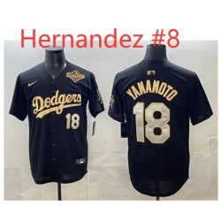 Men Los Angeles Dodgers Enrique Hernandez #8 Black Gold 2025 World Series Patch Limited Stitched Baseball Jersey