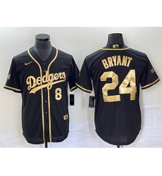 Men Los Angeles Dodgers Front 8 Back 24 Kobe Bryant Black Gold Cool Base Stitched Baseball Jersey Men Los Angeles Dodgers Front 8 Back 24 Kobe Bryant Black Gold Cool Base Stitched Baseball Jersey