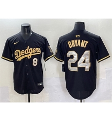 Men Los Angeles Dodgers Front 8 Back 24 Kobe Bryant Black Gold Limited Stitched Jersey Men Los Angeles Dodgers Front 8 Back 24 Kobe Bryant Black Gold Limited Stitched Jersey