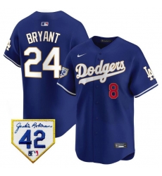Men Los Angeles Dodgers Front 8 Back 24 Kobe Bryant Royal With Jackie Robinson Patch Limited Stitched Baseball Jersey Men Los Angeles Dodgers Front 8 Back 24 Kobe Bryant Royal With Jackie Robinson Patch Limited Stitched Baseball Jersey