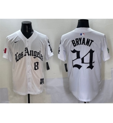 Men Los Angeles Dodgers Front 8 Back 24 Kobe Bryant White Mexico 2025 LA Gothic Style With Fernando Patch Vapor Premier Limited Stitched Baseball Jersey Men Los Angeles Dodgers Front 8 Back 24 Kobe Bryant White Mexico 2025 LA Gothic Style With Fernando Patch Vapor Premier Limited Stitched Baseball Jersey