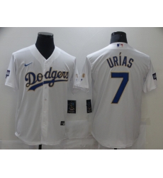 Men Los Angeles Dodgers Julio Urias 7 Championship Gold Trim White Limited All Stitched Cool Base Jersey Men Los Angeles Dodgers Julio Urias 7 Championship Gold Trim White Limited All Stitched Cool Base Jersey