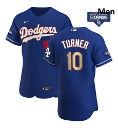 Men Los Angeles Dodgers Justin Turner 10 Gold Program Designed Edition Blue Flex Base Stitched Jersey Men Los Angeles Dodgers Justin Turner 10 Gold Program Designed Edition Blue Flex Base Stitched Jersey