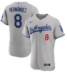 Men Los Angeles Dodgers Kike Hernandez #8 Gray Stitched Flex Base MLB Jersey Men Los Angeles Dodgers Kike Hernandez #8 Gray Stitched Flex Base MLB Jersey