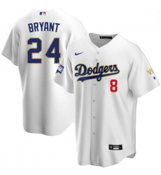 Men Los Angeles Dodgers Kobe Bryant Championship Gold Trim White Limited All Stitched Flex Base Jersey Men Los Angeles Dodgers Kobe Bryant Championship Gold Trim White Limited All Stitched Flex Base Jersey