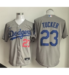 Men Los Angeles Dodgers Kyle Tucker Grey Cool Base Limited Stitched Baseball Jersey Men Los Angeles Dodgers Kyle Tucker Grey Cool Base Limited Stitched Baseball Jersey