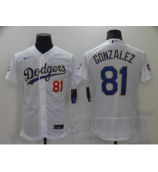 Men Los Angeles Dodgers Luis Gonzalez 81 Championship Gold Trim VII White Limited All Stitched Flex Base Jersey Men Los Angeles Dodgers Luis Gonzalez 81 Championship Gold Trim VII White Limited All Stitched Flex Base Jersey