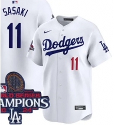 Men Los Angeles Dodgers Roki Sasaki #11 White Flex Base Stitched Champions Jersey Men Los Angeles Dodgers Roki Sasaki #11 White Flex Base Stitched Champions Jersey