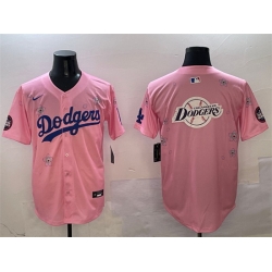 Men Los Angeles Dodgers Team Big Logo Pink 2025 Tokyo Series Limited Stitched Baseball Jersey