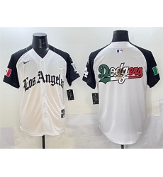 Men Los Angeles Dodgers Team Big Logo White Black Mexico 2025 LA Gothic Style With Fernando Patch Vapor Premier Limited Stitched Baseball Jersey