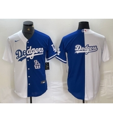 Men Los Angeles Dodgers Team Big Logo White Blue Split Cool Base Stitched Baseball Jersey 8 Men Los Angeles Dodgers Team Big Logo White Blue Split Cool Base Stitched Baseball Jersey 8