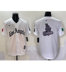 Men Los Angeles Dodgers Team Big Logo White Mexico 2025 LA Gothic Style With Fernando Patch Vapor Premier Limited Stitched Baseball Jersey 002 Men Los Angeles Dodgers Team Big Logo White Mexico 2025 LA Gothic Style With Fernando Patch Vapor Premier Limited Stitched Baseball Jersey 002